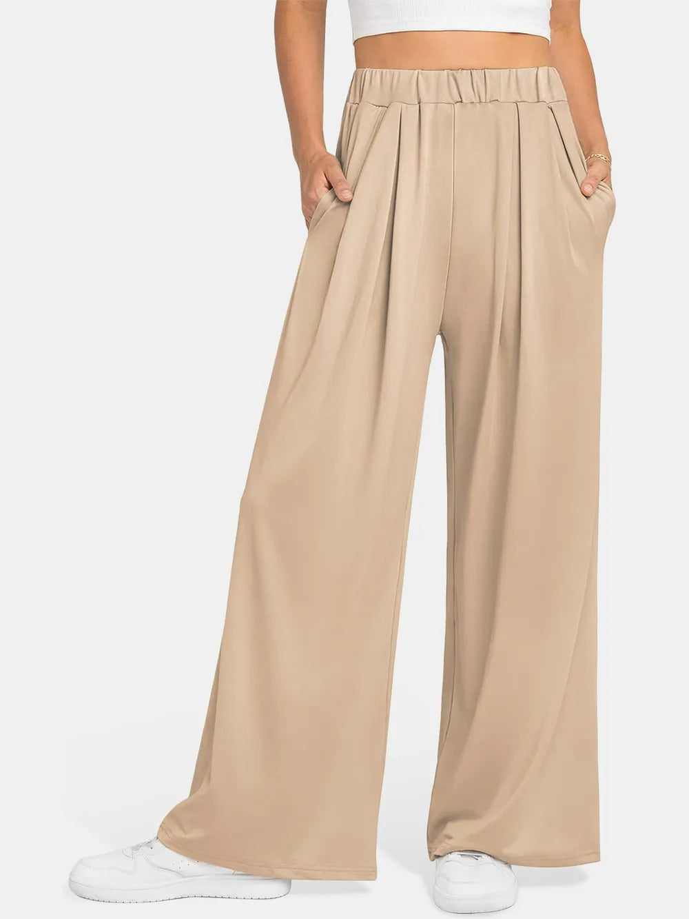 Elastic Waist Wide Leg Pants – Trendsi | ClozArt