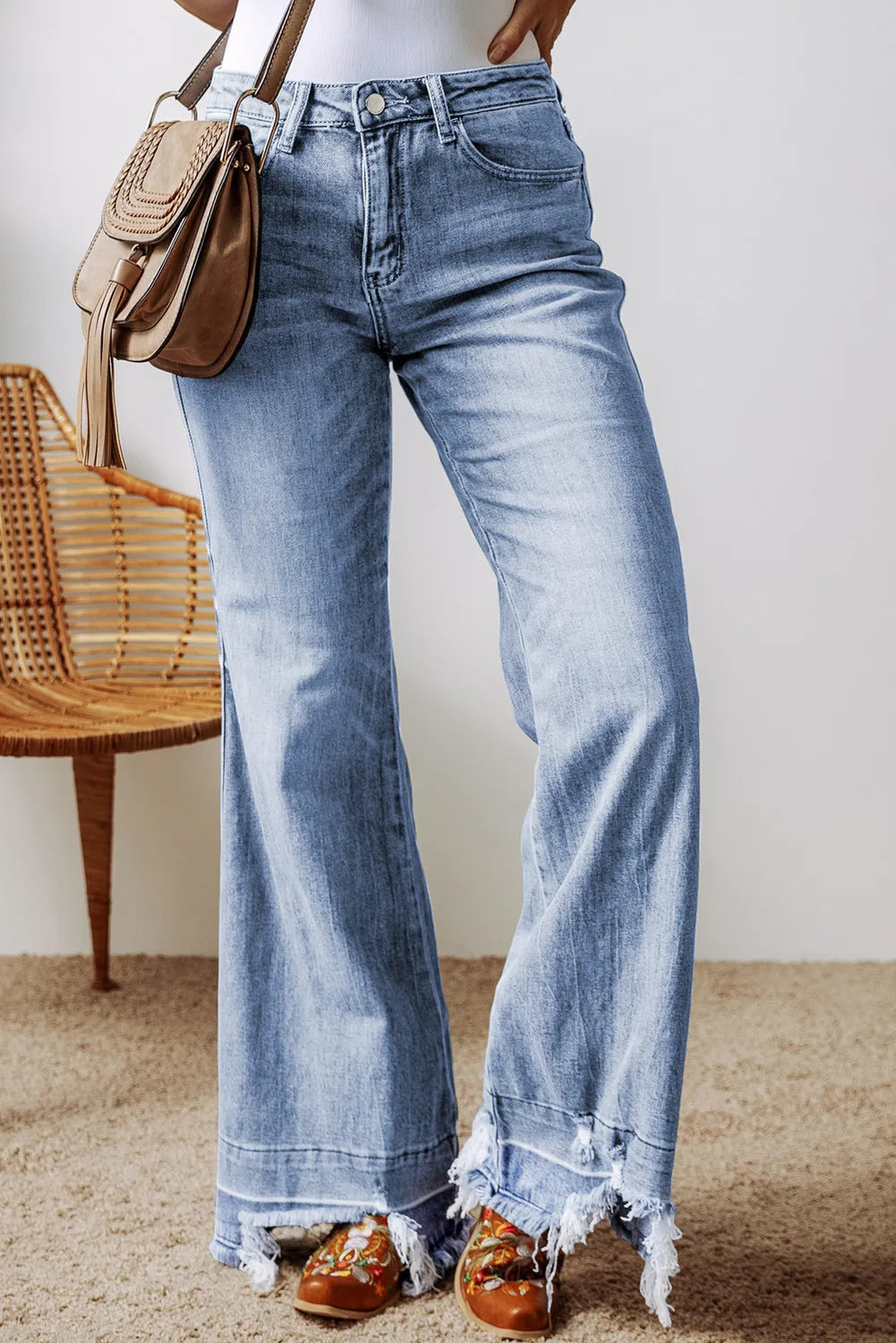 Raw Hem Bootcut Jeans with Pockets – Trendsi | ClozArt