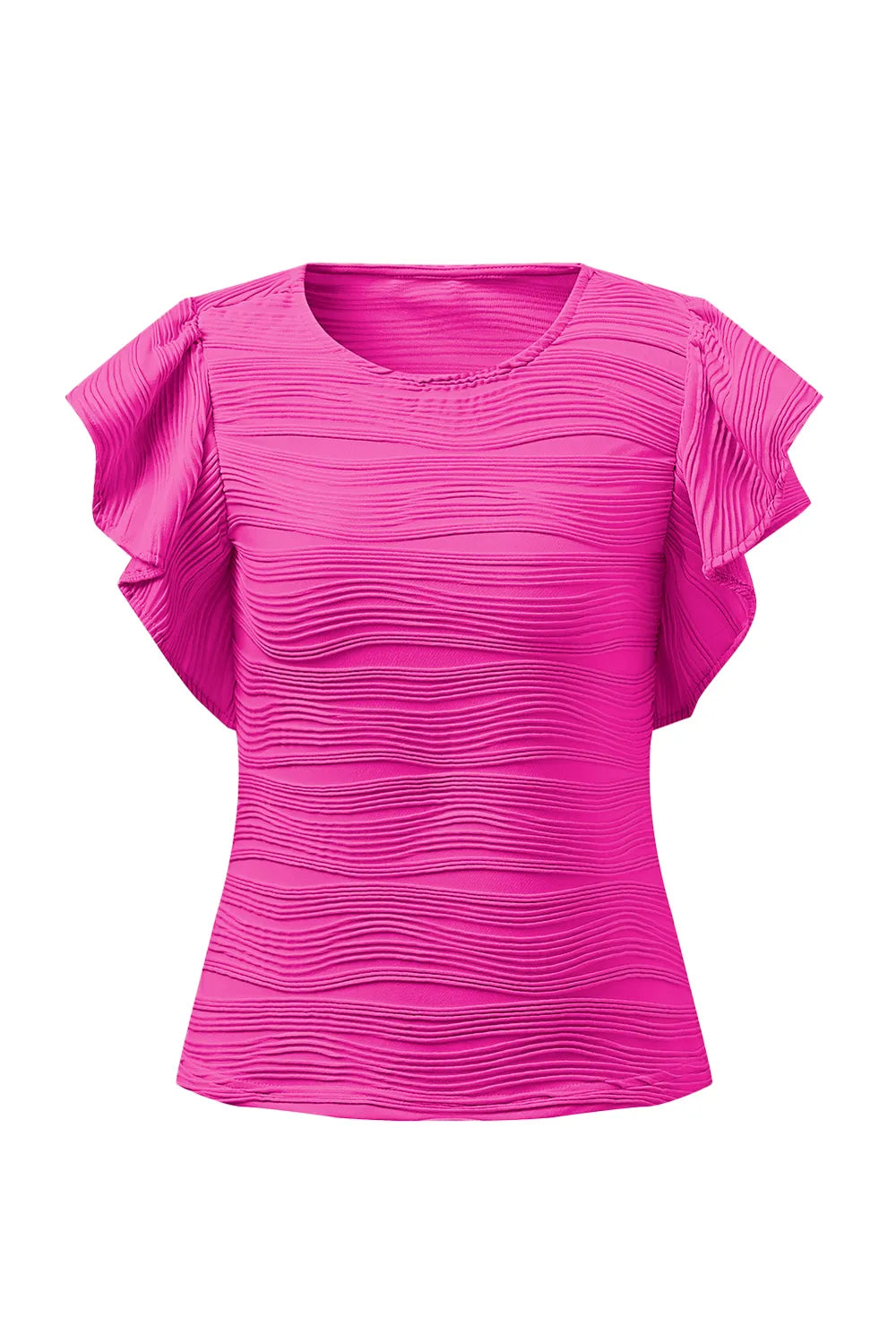 Textured Round Neck Cap Sleeve Top – Trendsi | ClozArt
