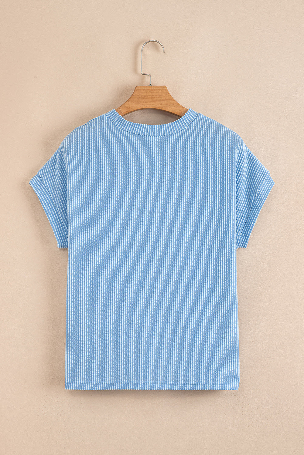 Pink Corded Colorblock Pocket Crew Neck T Shirt – Shewin | ClozArt