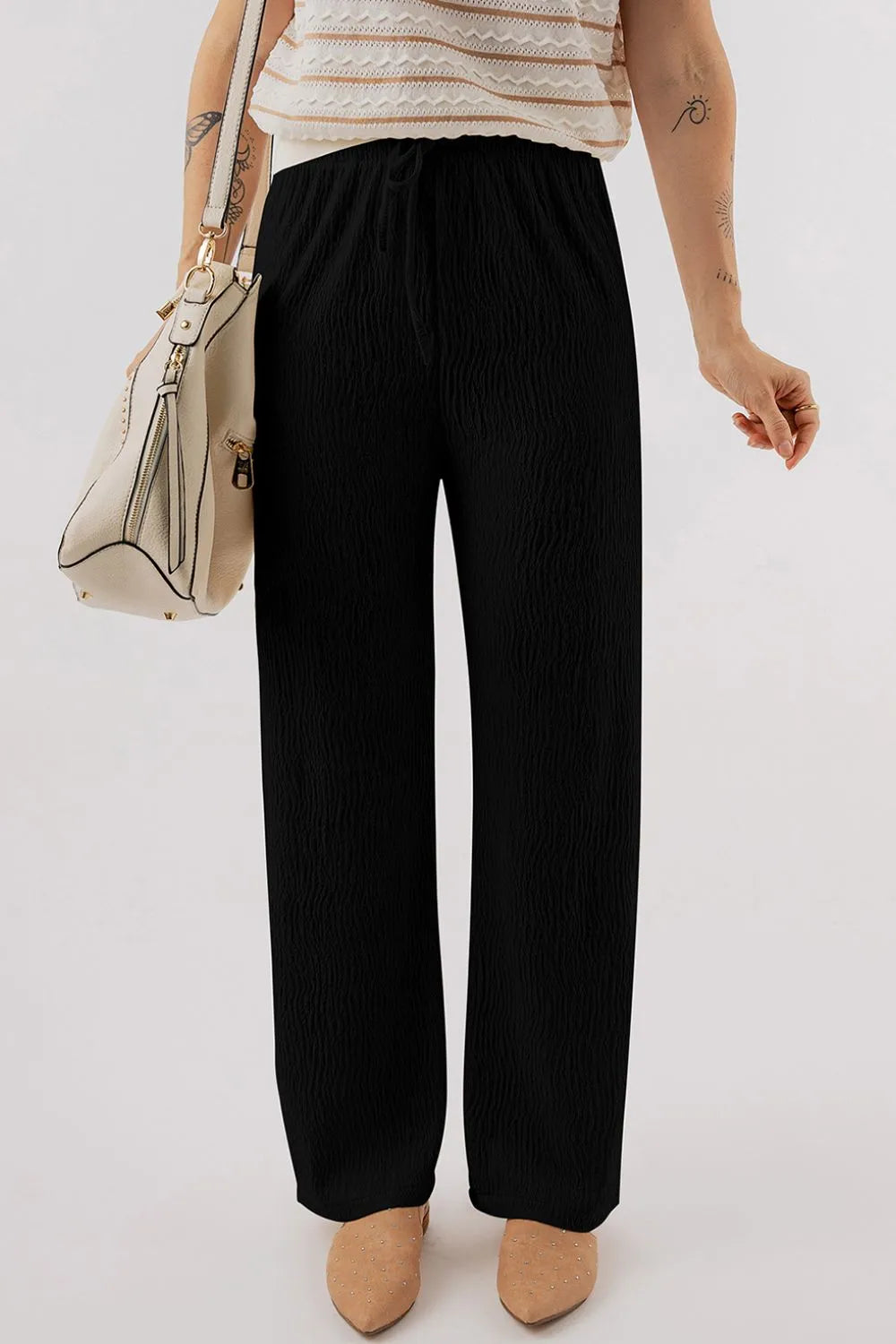 Textured Drawstring Straight Pants – Trendsi | ClozArt