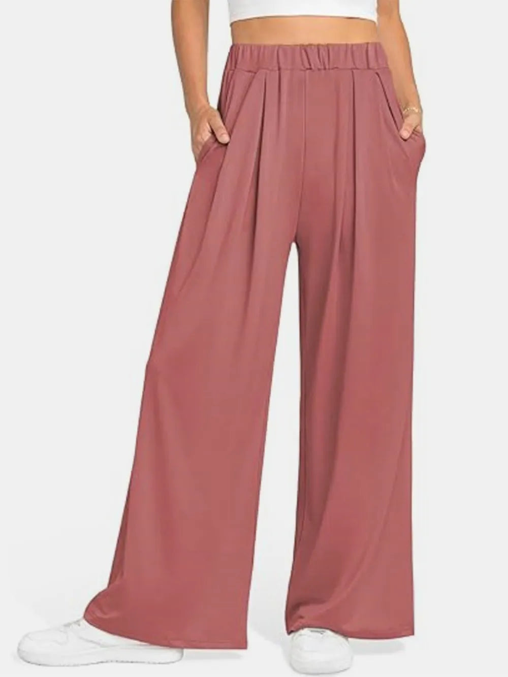 Elastic Waist Wide Leg Pants – Trendsi | ClozArt
