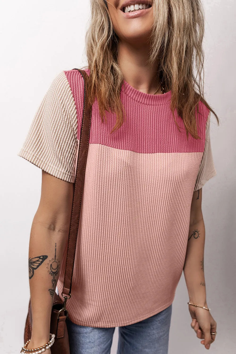 Color Block Round Neck Short Sleeve T-Shirt – Trendsi | ClozArt