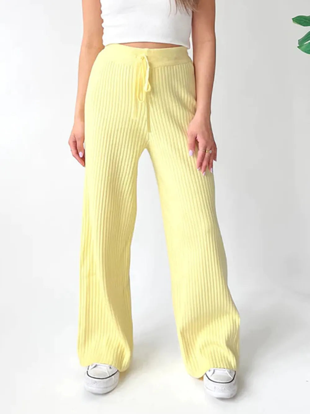 Ribbed Wide Leg Sweater Pants – Trendsi | ClozArt