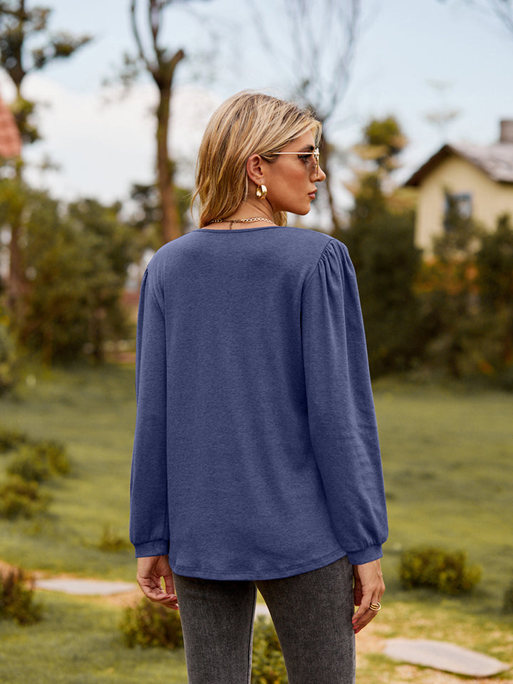 Puff Sleeve Ruffle Trim Blouse – Trendsi | ClozArt