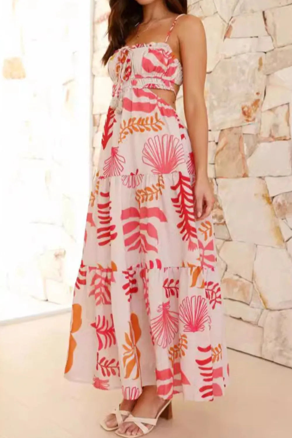 Cutout Printed Sleeveless Midi Cami Dress – Trendsi | ClozArt