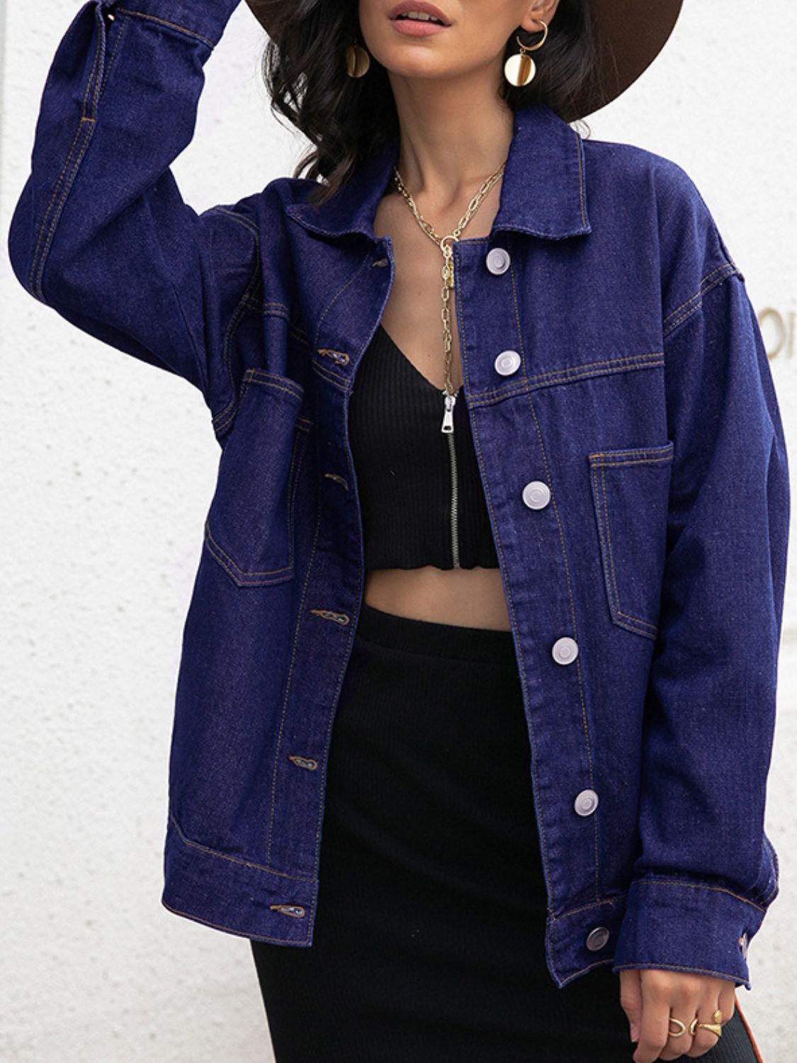 Buttoned Denim Jacket – Trendsi | ClozArt