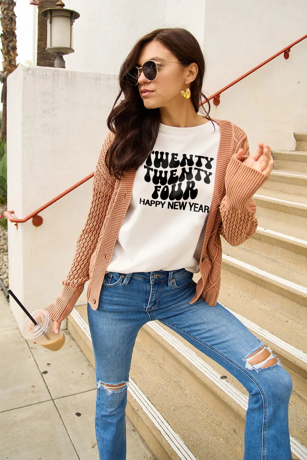 Simply Love Full Size TWENTY TWENTY FOUR HAPPY NEW YEAR Short Sleeve T-Shirt – Trendsi | ClozArt