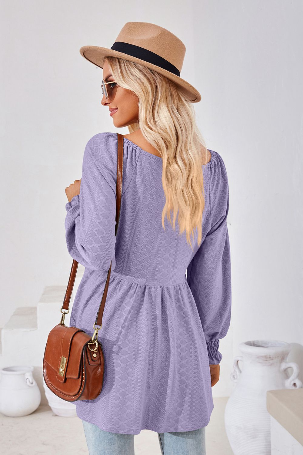 V-Neck Lantern Sleeve Blouse – Trendsi | ClozArt