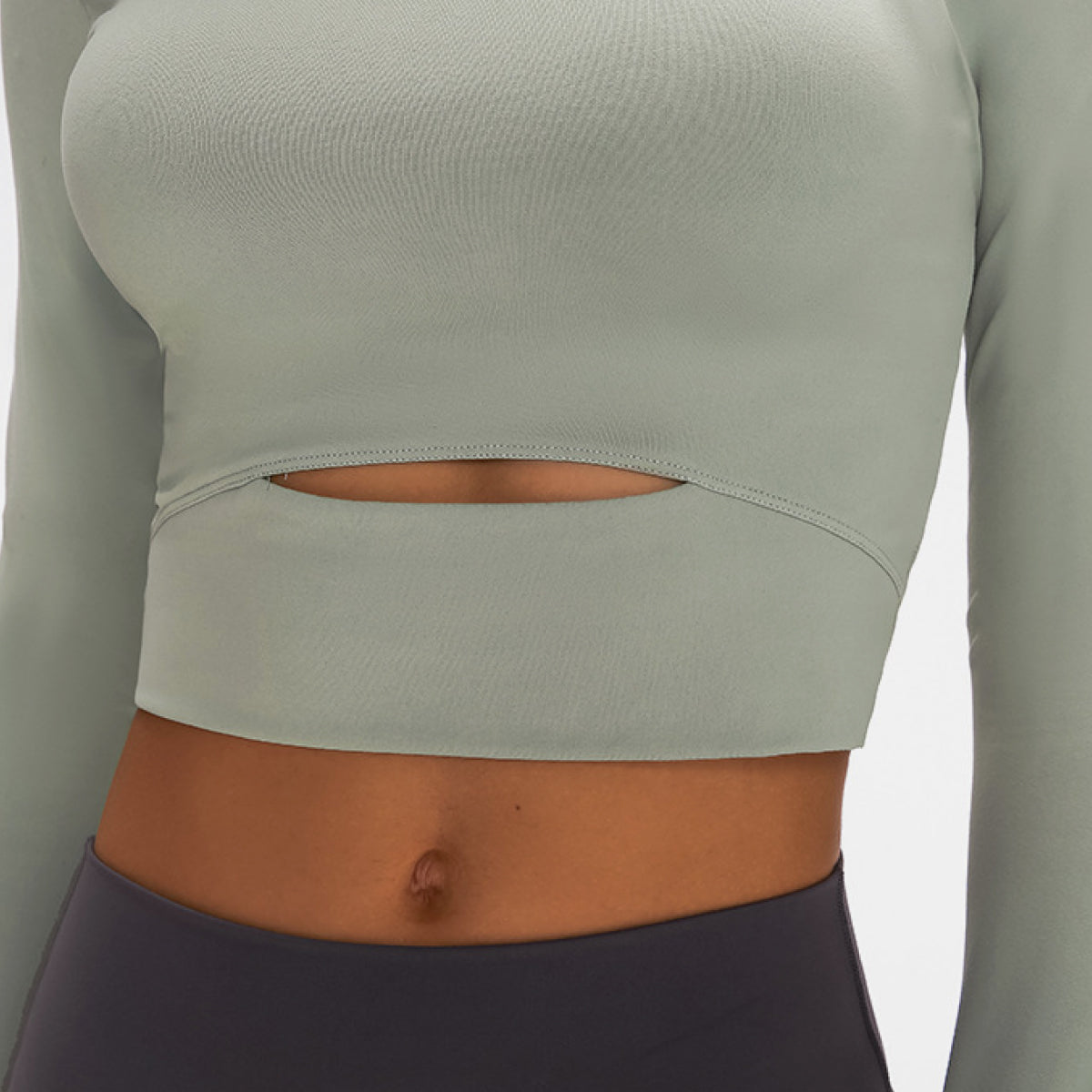 Millennia Long Sleeve Cropped Top With Sports Strap – Trendsi | ClozArt