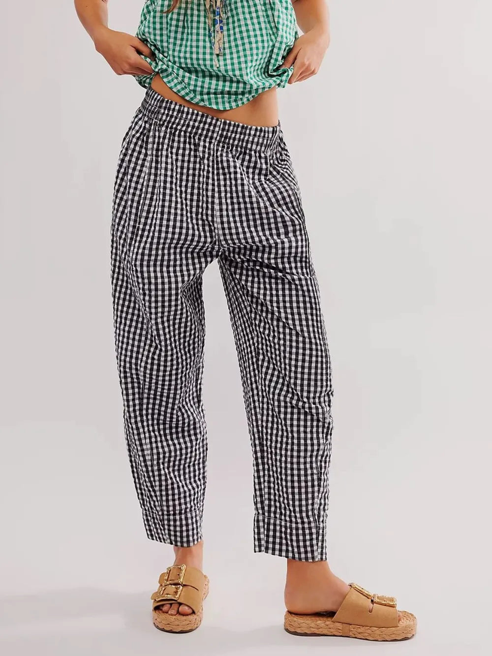 Plaid Elastic Waist Pants – Trendsi | ClozArt