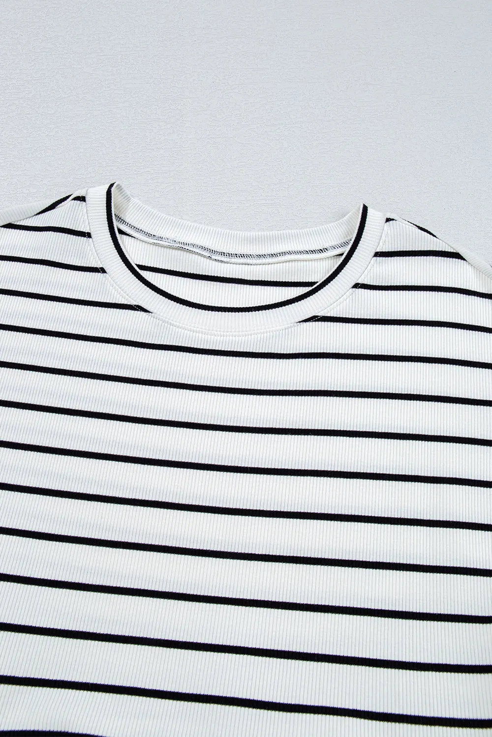 Stripe Ruffle Denim Patchwork Round Neck Mini Dress – Trendsi | ClozArt