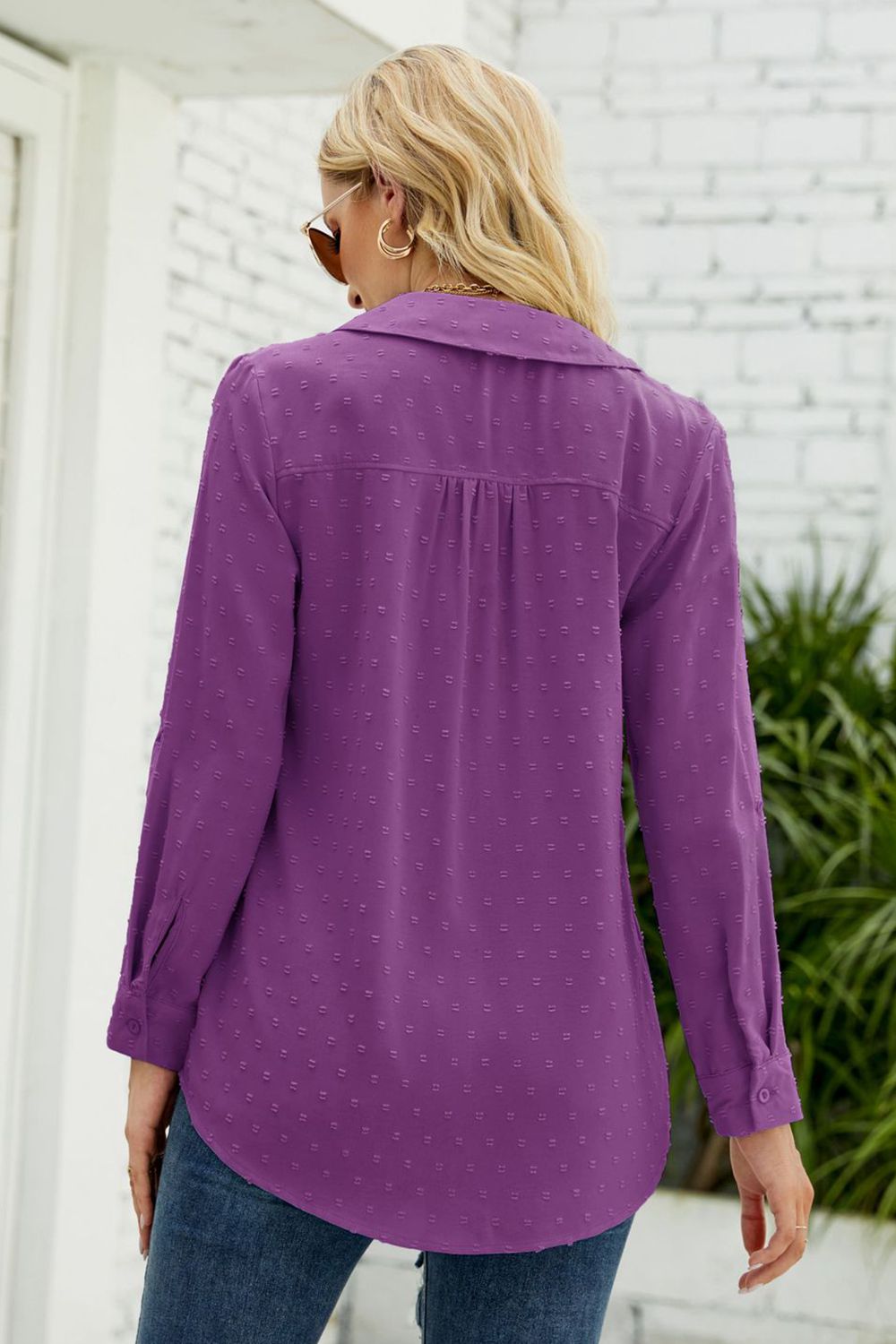 Swiss Dot Johnny Collar Blouse – Trendsi | ClozArt