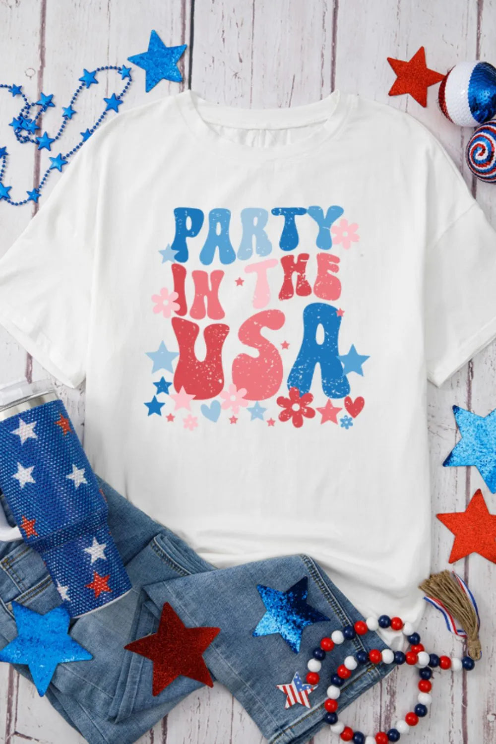 PARTY IN THE USA Graphic Oversized Tee – Trendsi | ClozArt