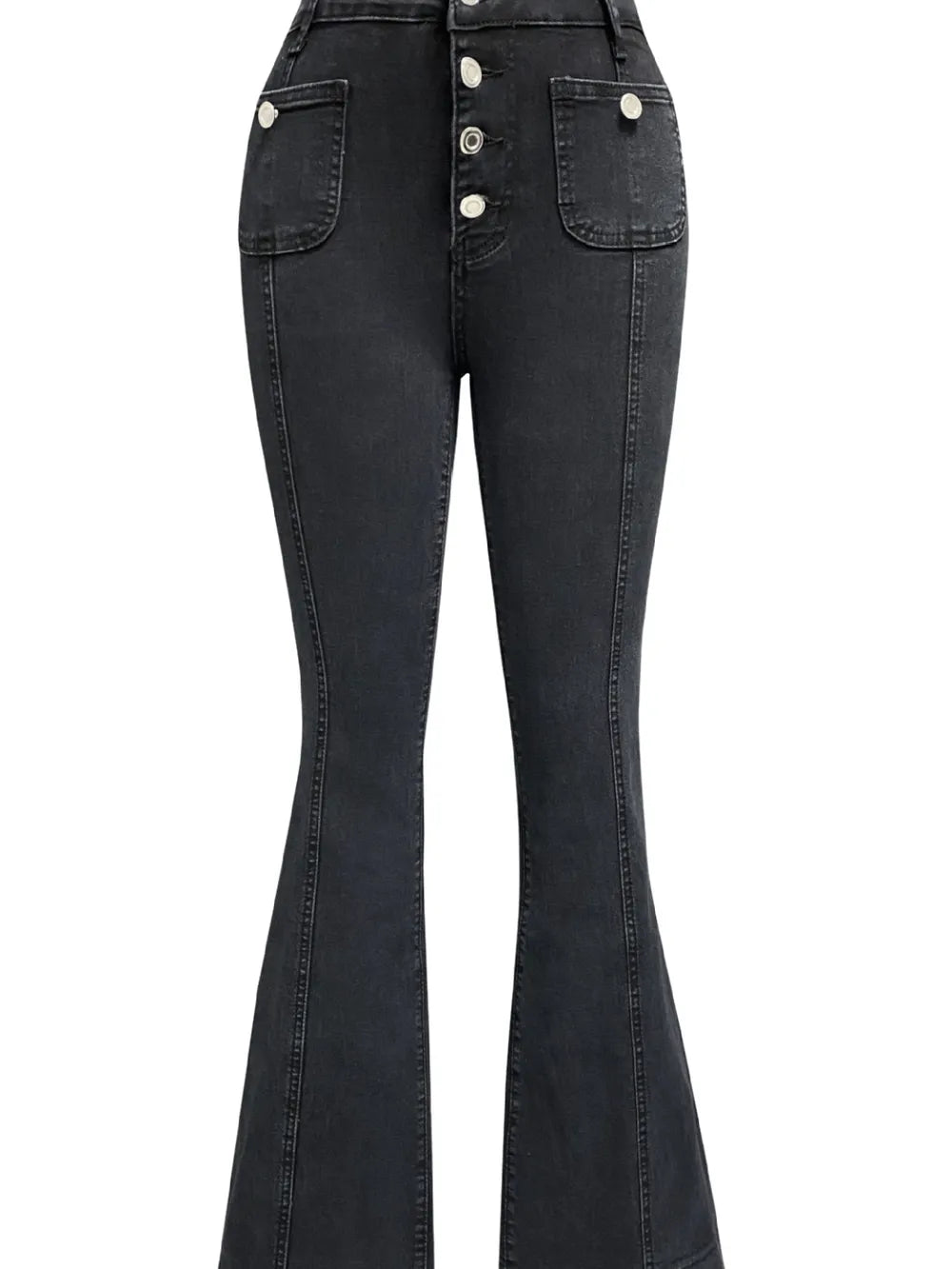 Button Fly High Waist Flare Jeans – Trendsi | ClozArt