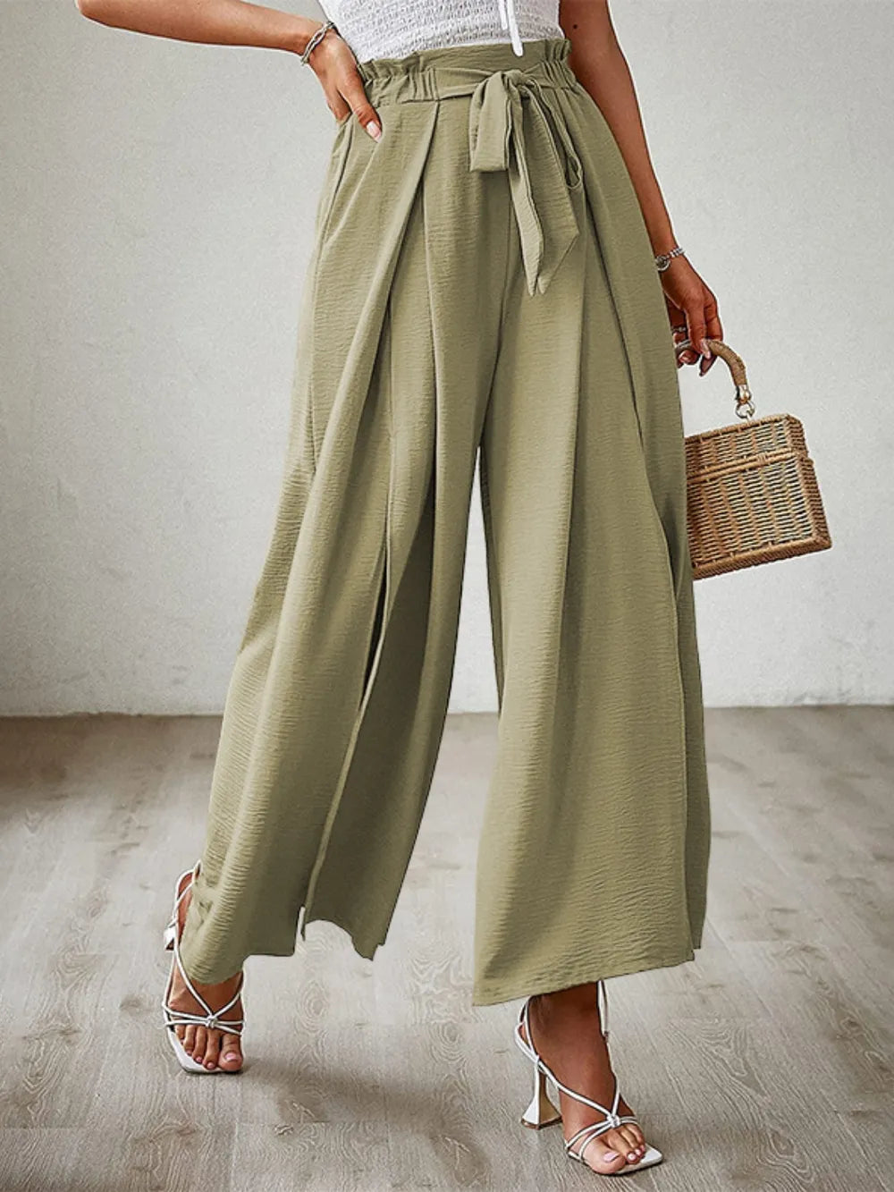 Tied Slit Wide Leg Pants – Trendsi | ClozArt