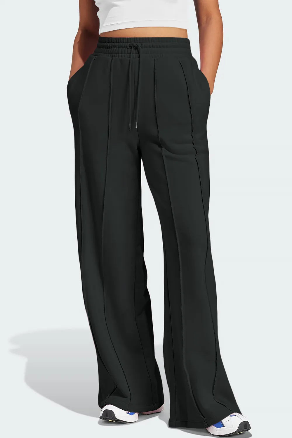 Drawstring Wide Leg Active Pants – Trendsi | ClozArt
