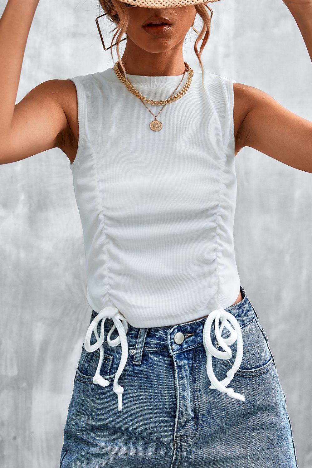 Drawstring Detail Round Neck Tank – Trendsi | ClozArt