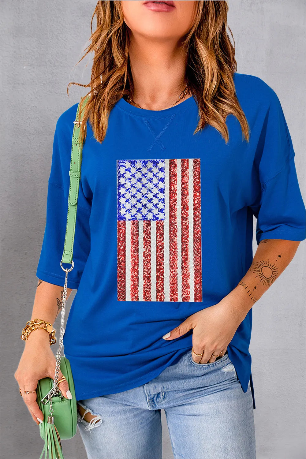 US Flag Round Neck Half Sleeve T-Shirt – Trendsi | ClozArt