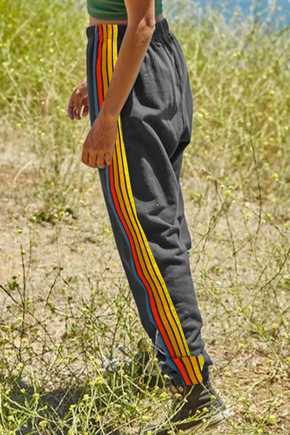 Contrast Striped Elastic Waist Active Pants – Trendsi | ClozArt