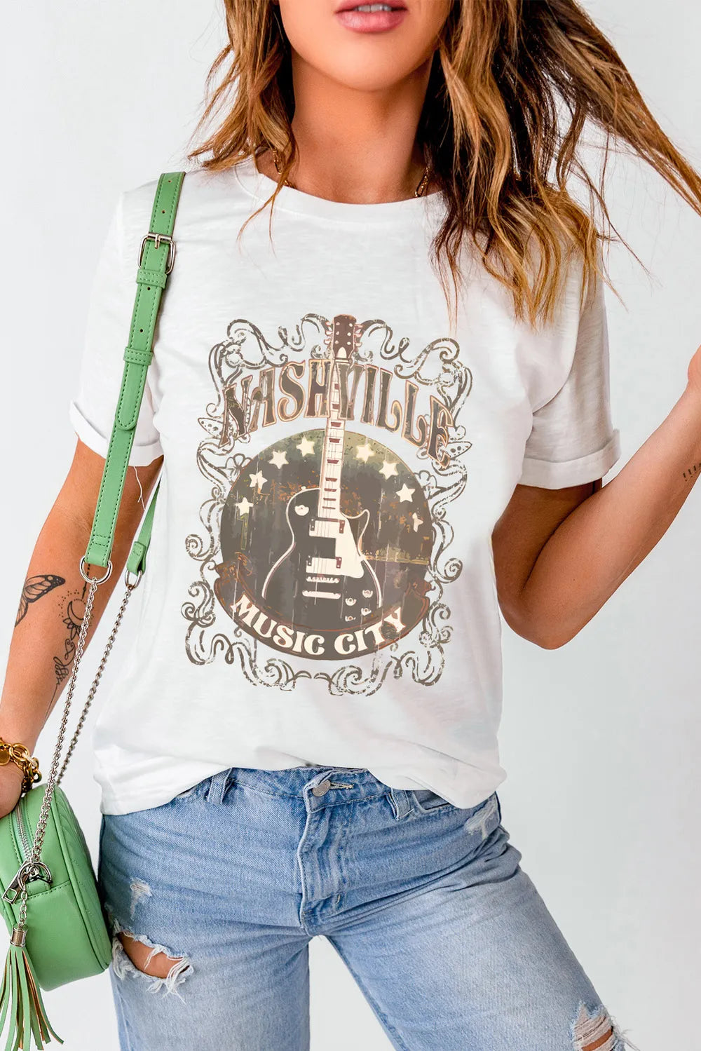 Guitar Graphic Round Neck Short Sleeve T-Shirt – Trendsi | ClozArt