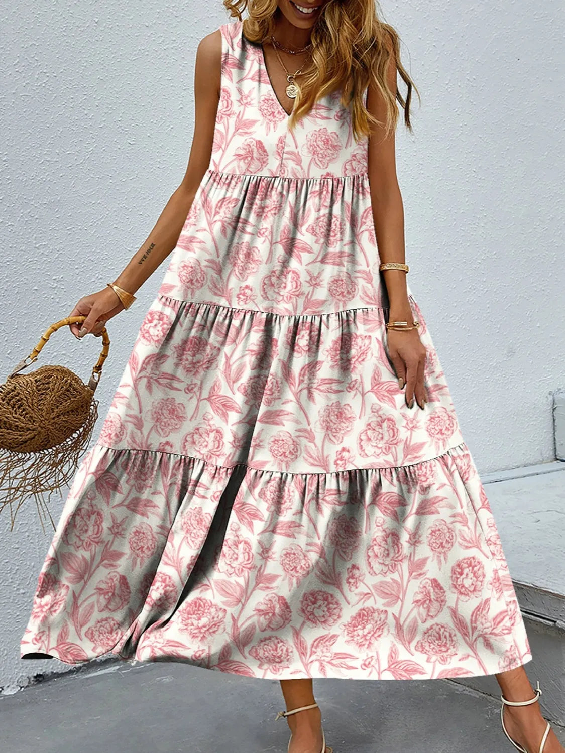 Floral Tiered Maxi Tank Dress – Trendsi | ClozArt