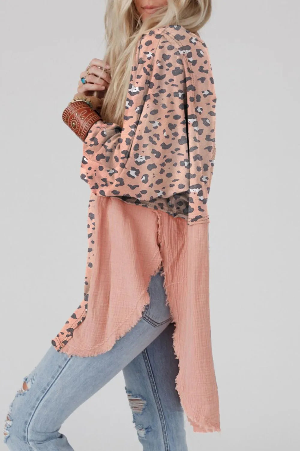 Textured Leopard Dropped Shoulder Blouse – Trendsi | ClozArt