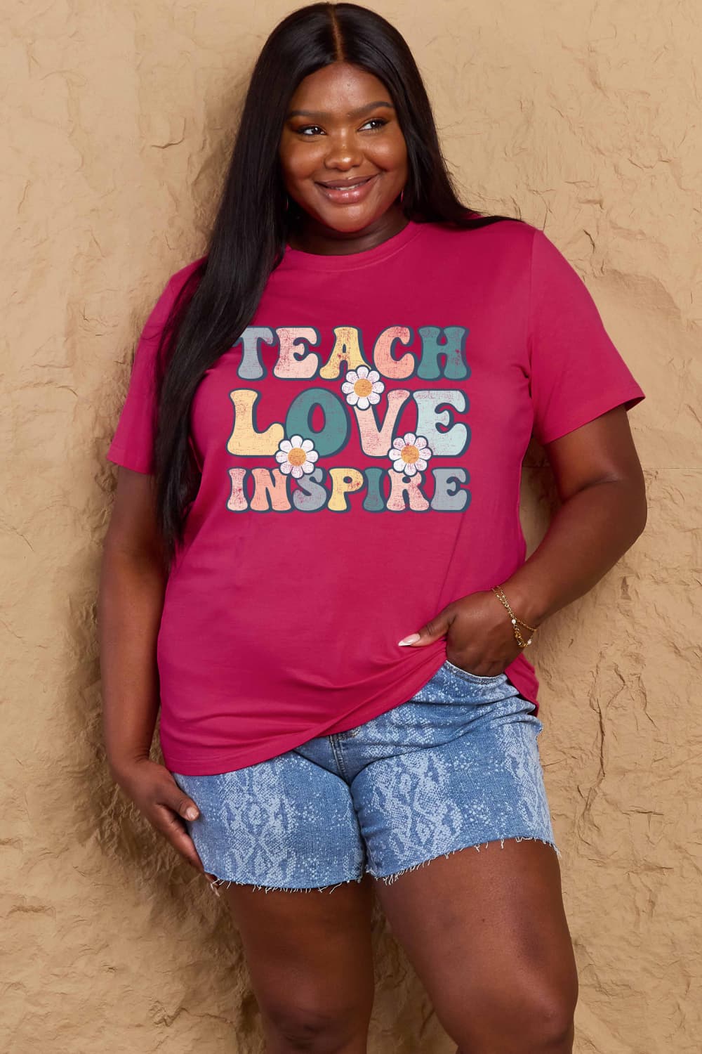 Simply Love Full Size TEACH LOVE INSPIRE Graphic Cotton T-Shirt – Trendsi | ClozArt