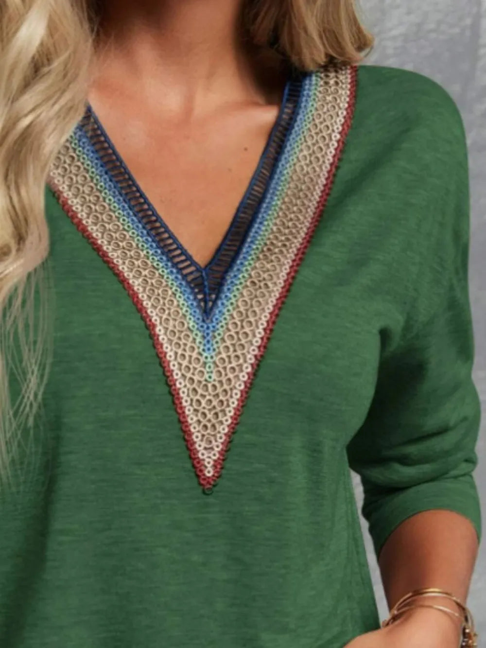 V-Neck Long Sleeve T-Shirt – Trendsi | ClozArt