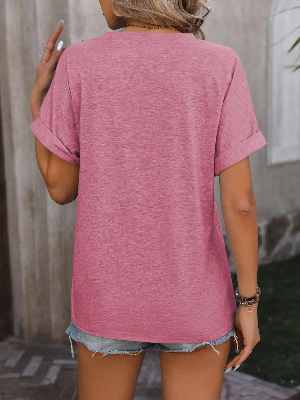 Mandy Notched Buttoned Short Sleeve T-Shirt – Trendsi | ClozArt