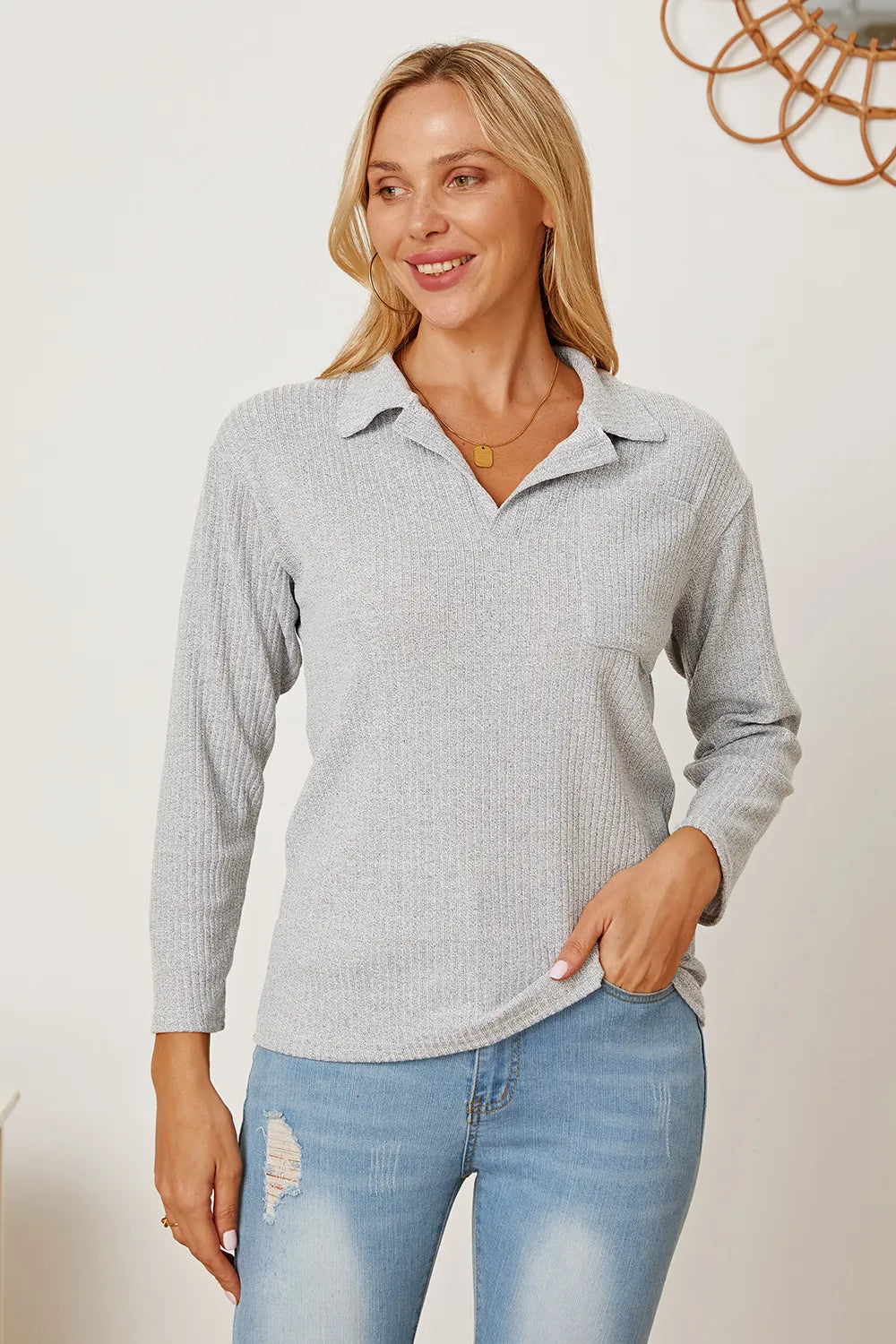 Collared Neck Dropped Shoulder T-Shirt – Trendsi | ClozArt