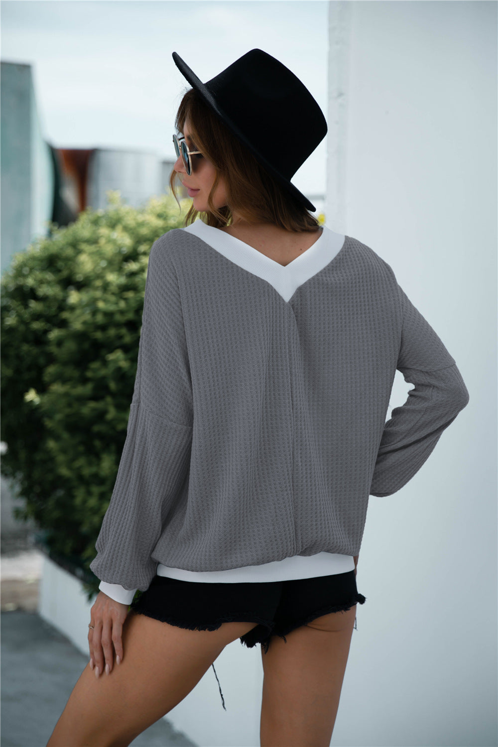 Off-Shoulder Waffle-Knit Dropped Shoulder Blouse – Trendsi | ClozArt