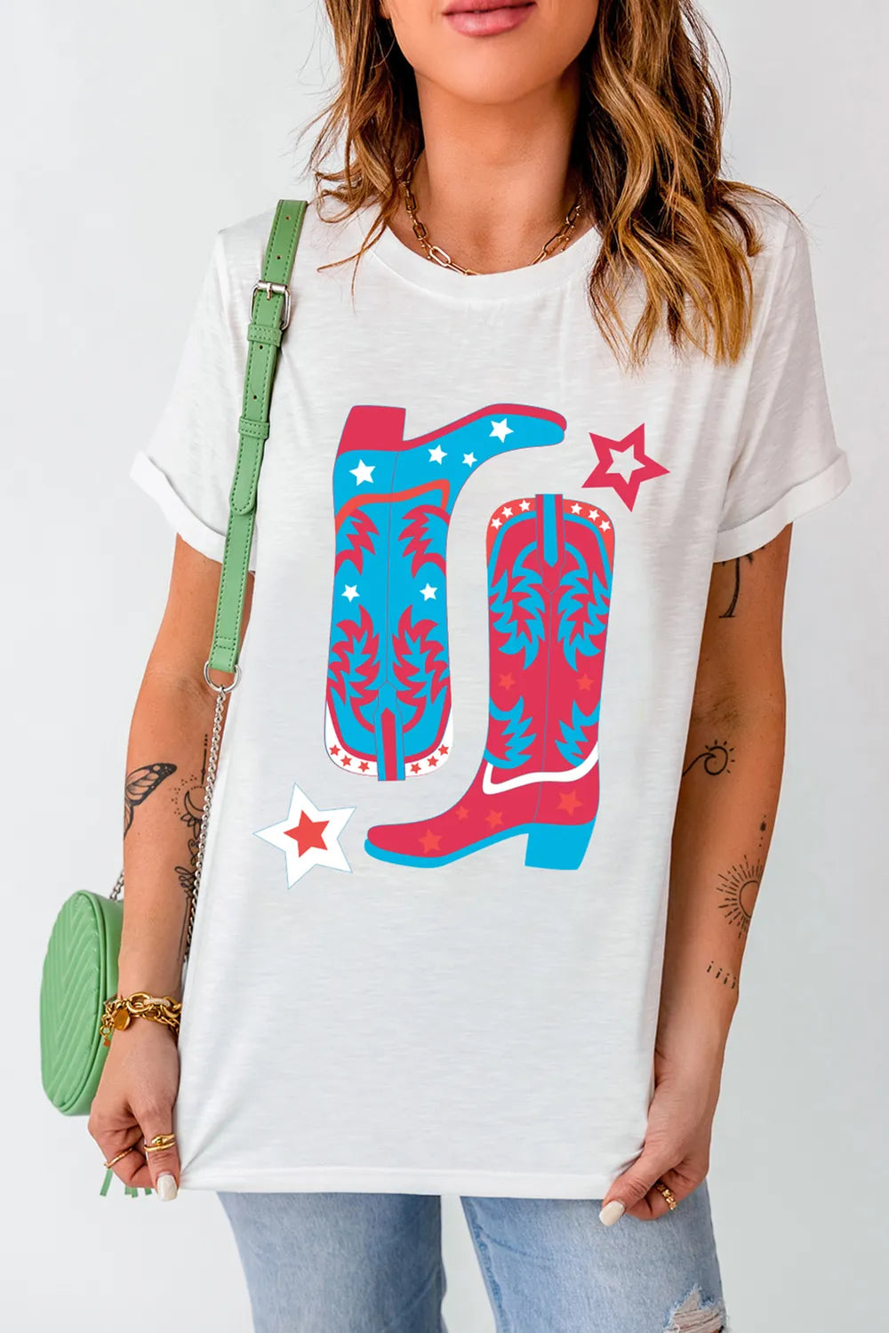 Boots Round Neck Short Sleeve T-Shirt – Trendsi | ClozArt