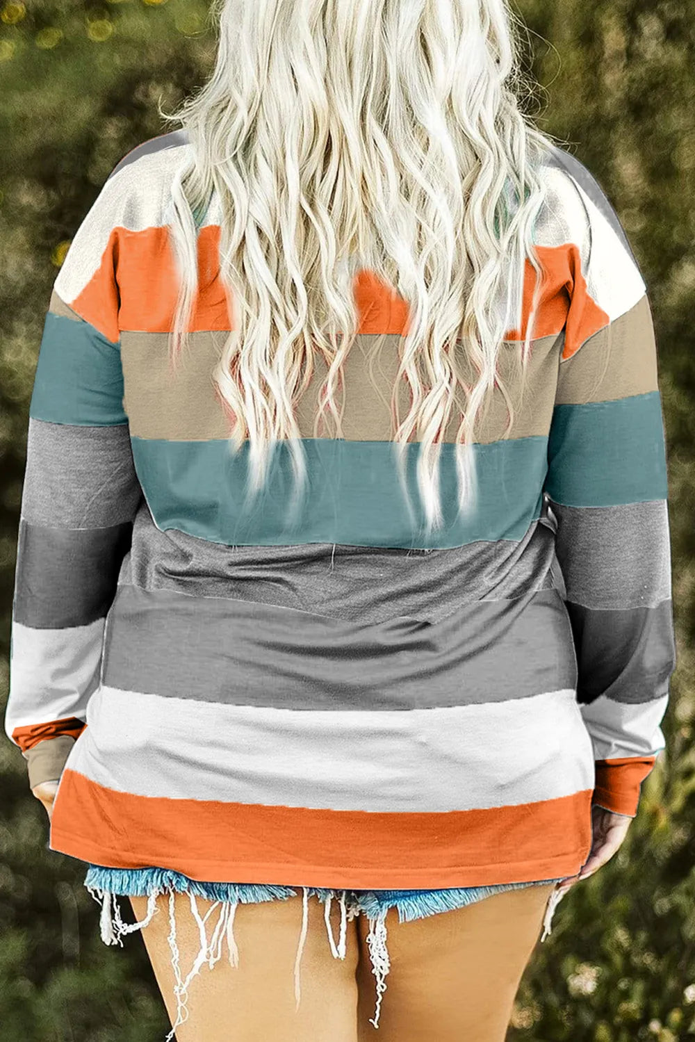 Plus Size Striped Slit Long Sleeve T-Shirt – Trendsi | ClozArt