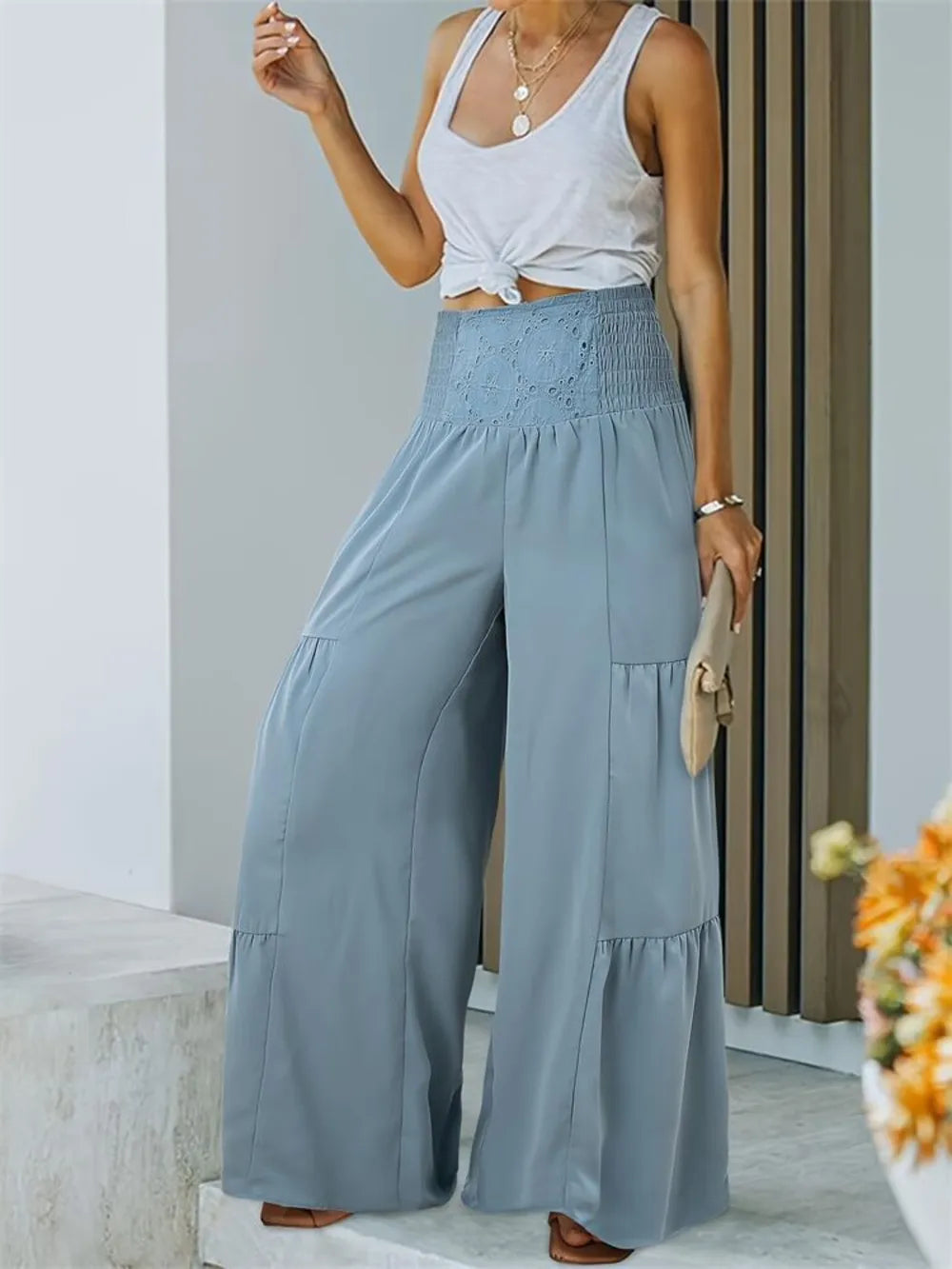 Smocked High Waist Pants – Trendsi | ClozArt