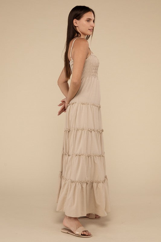 Woven Smocked Top Tiered Cami Maxi Dress – ZENANA | ClozArt