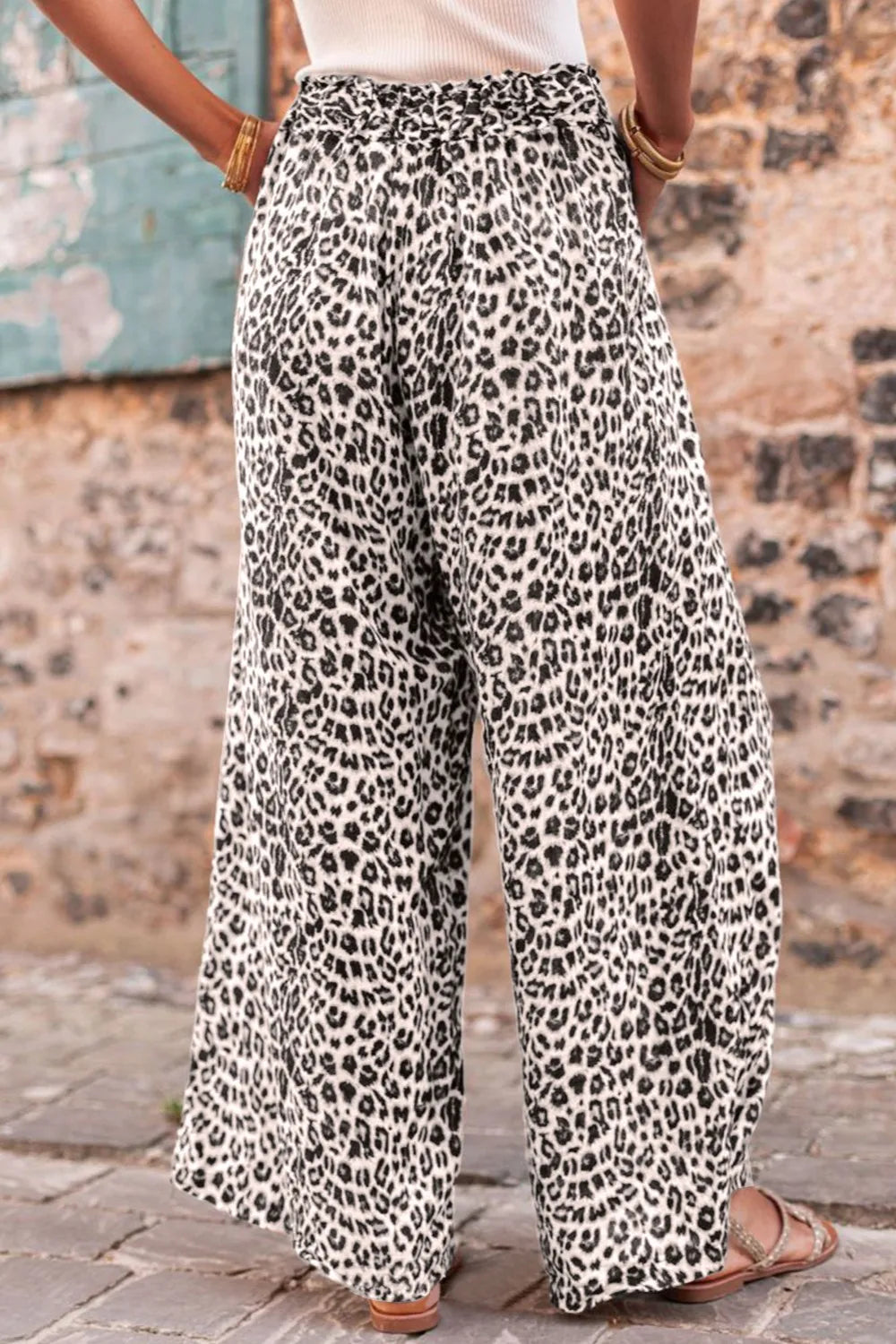Leopard Drawstring Wide Leg Pants – Trendsi | ClozArt