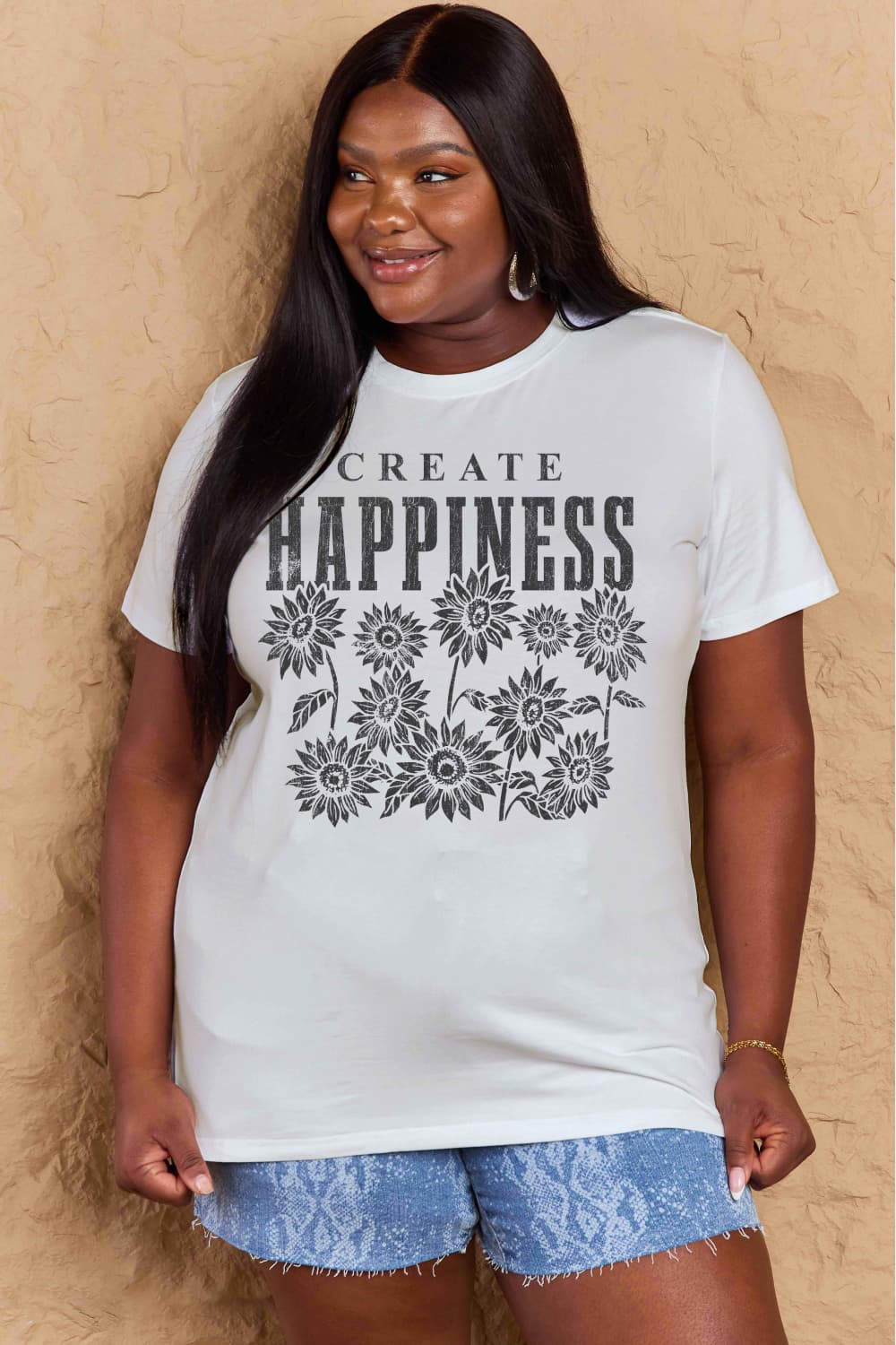Simply Love Full Size CREATE HAPPINESS Graphic Cotton T-Shirt – Trendsi | ClozArt