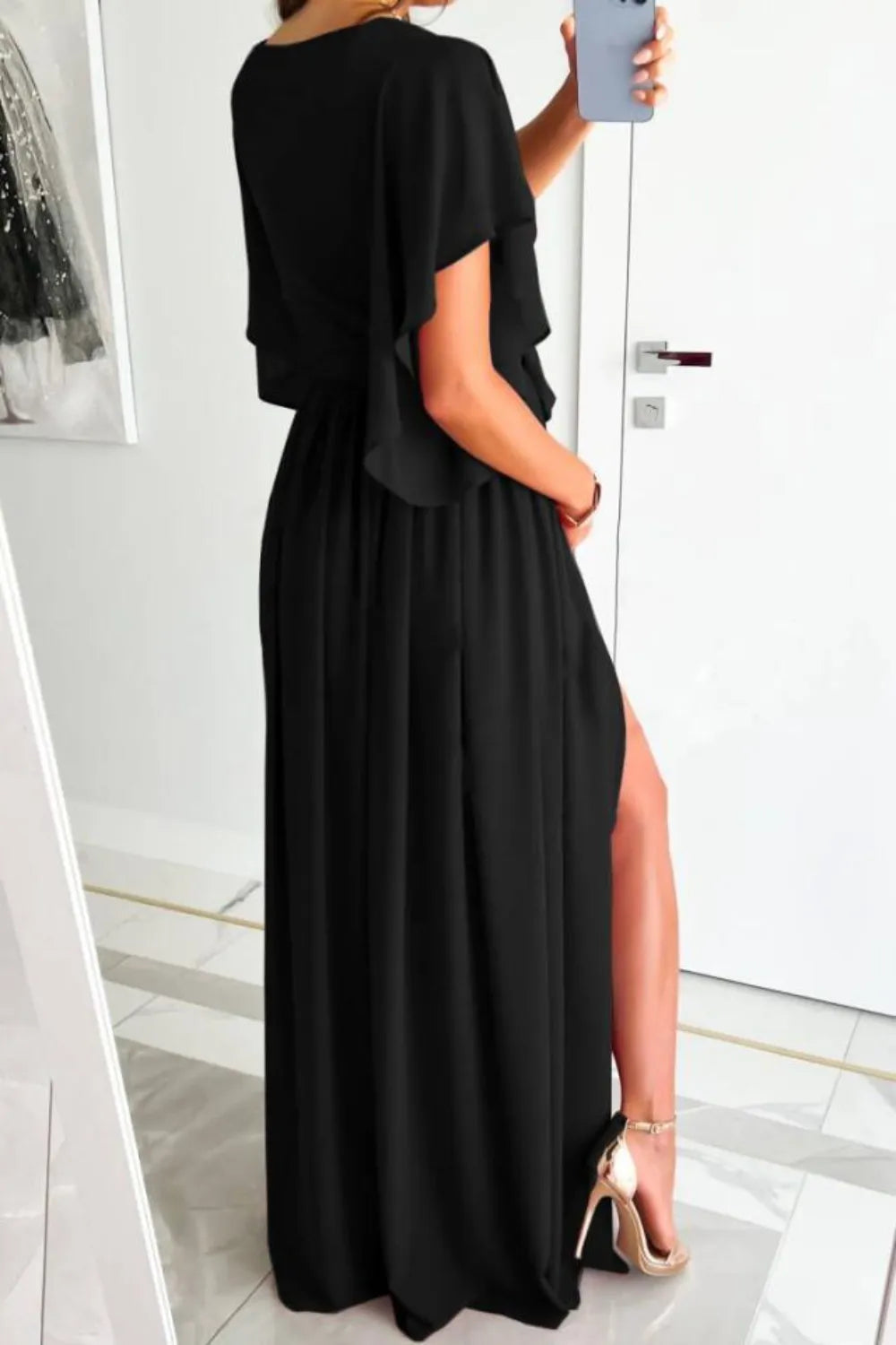 Surplice Flutter Sleeve Maxi Dress – Trendsi | ClozArt