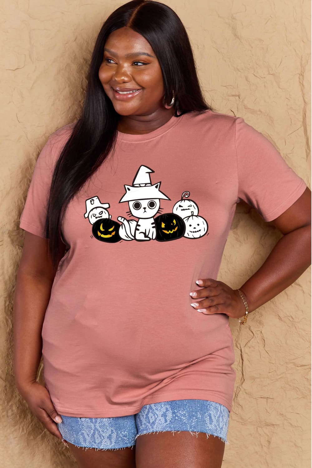 Simply Love Full Size Cat & Pumpkin Graphic Cotton T-Shirt – Trendsi | ClozArt