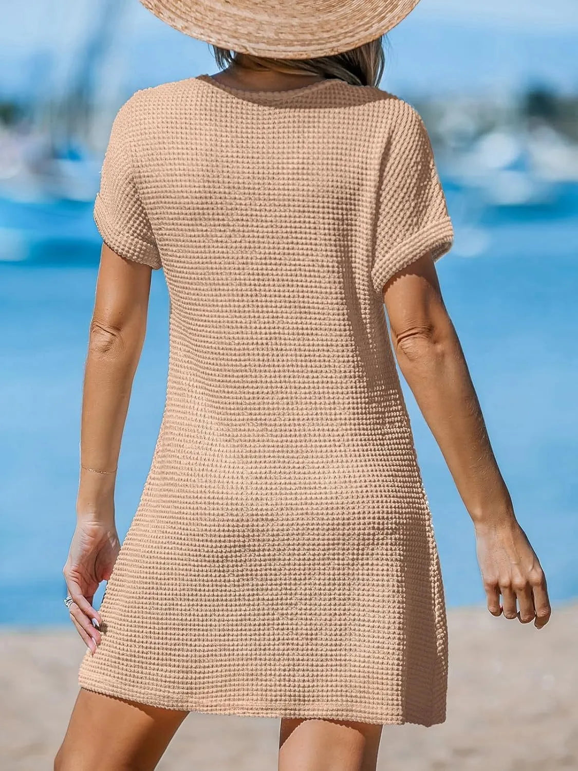 Twisted Front Notched Short Sleeve Dress – Trendsi | ClozArt