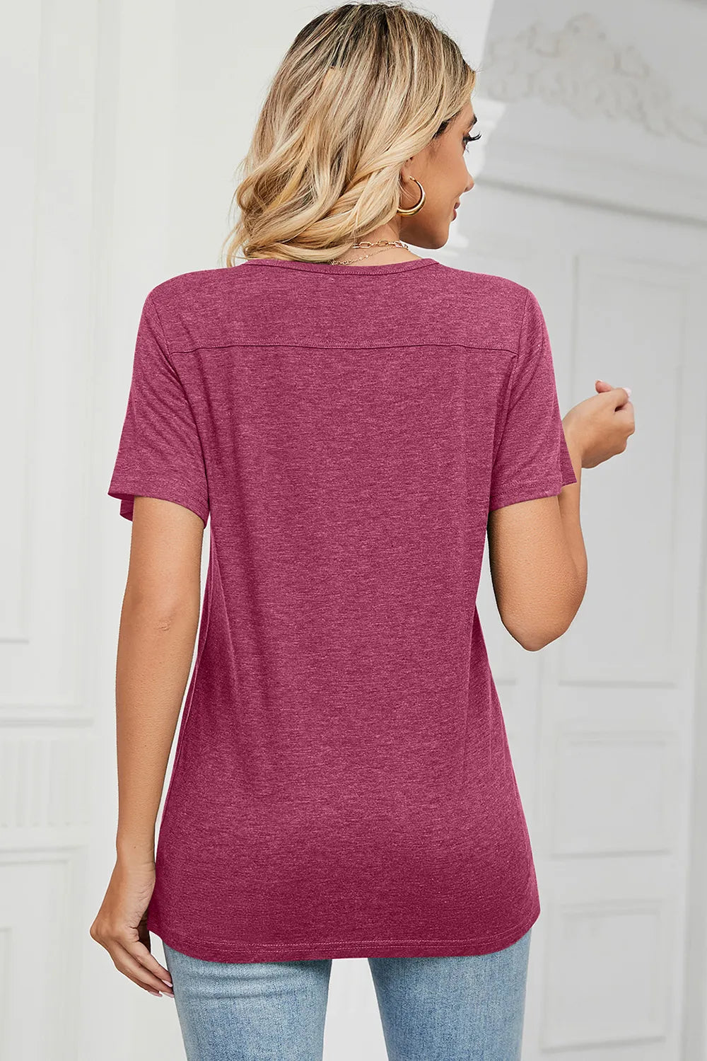 V-Neck Short Sleeve T-Shirt – Trendsi | ClozArt