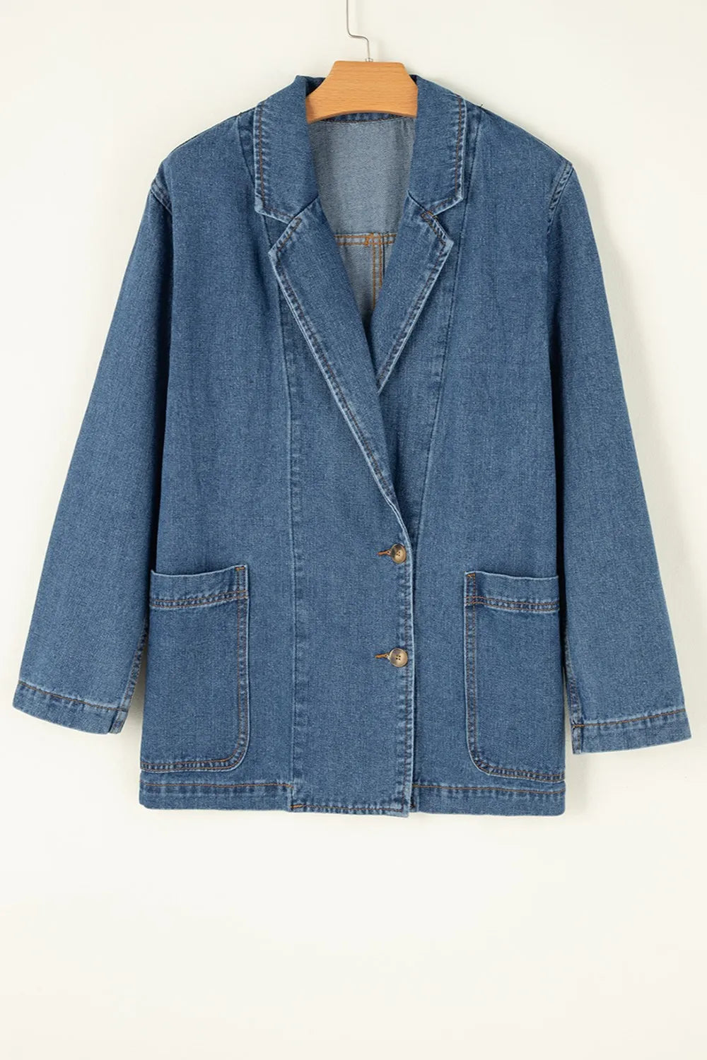 Pocketed Long Sleeve Denim Jacket – Trendsi | ClozArt