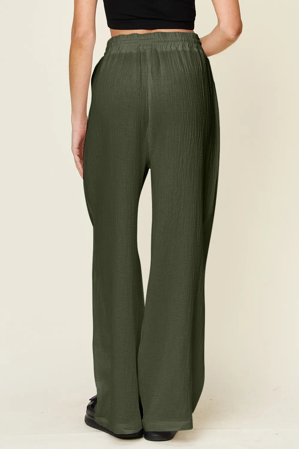 Double Take Full Size Texture Drawstring Wide Leg Pants – Trendsi | ClozArt