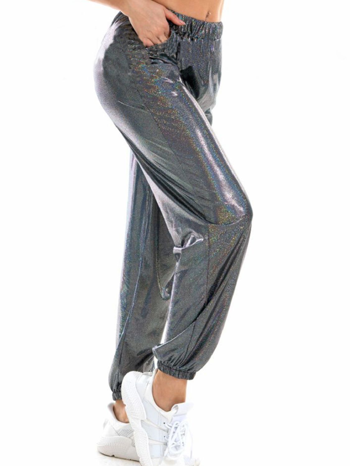 Glitter Elastic Waist Pants with Pockets – Trendsi | ClozArt