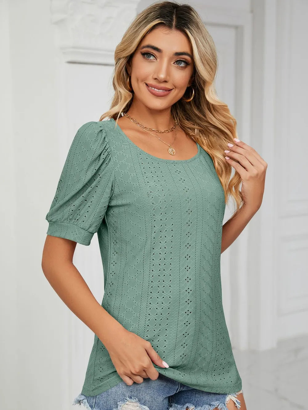 Ruched Notched Long Sleeve T-Shirt – Trendsi | ClozArt