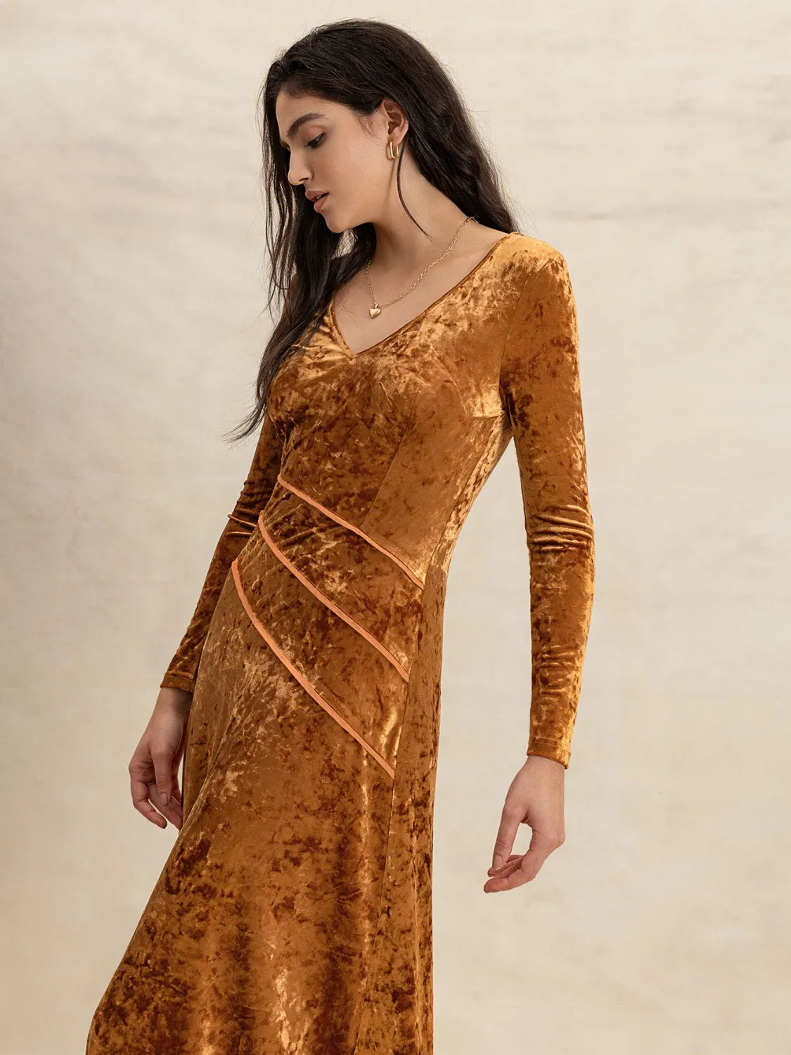 V-Neck Long Sleeve Midi Dress – Trendsi | ClozArt