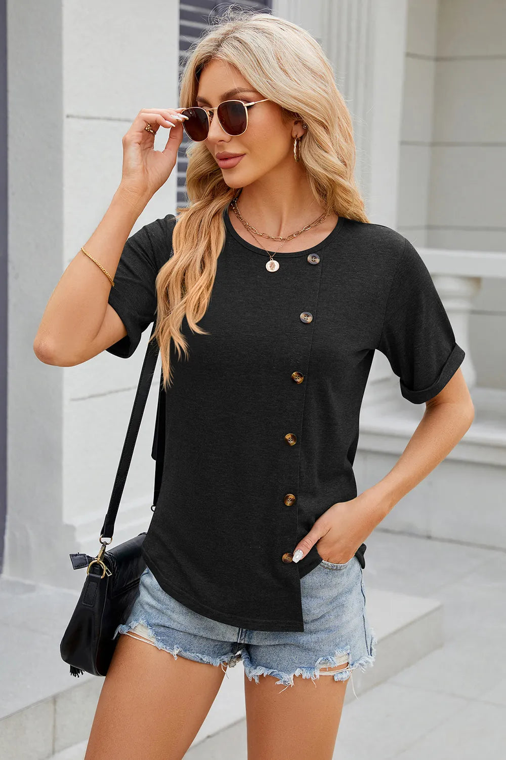 Round Neck Short Sleeve T-Shirt – Trendsi | ClozArt