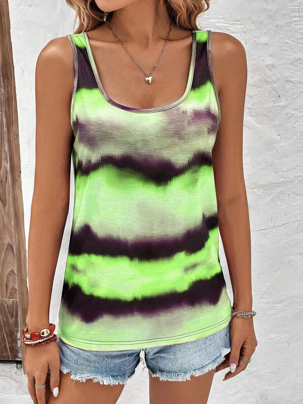 Tie-Dye Scoop Neck Wide Strap Tank – Trendsi | ClozArt