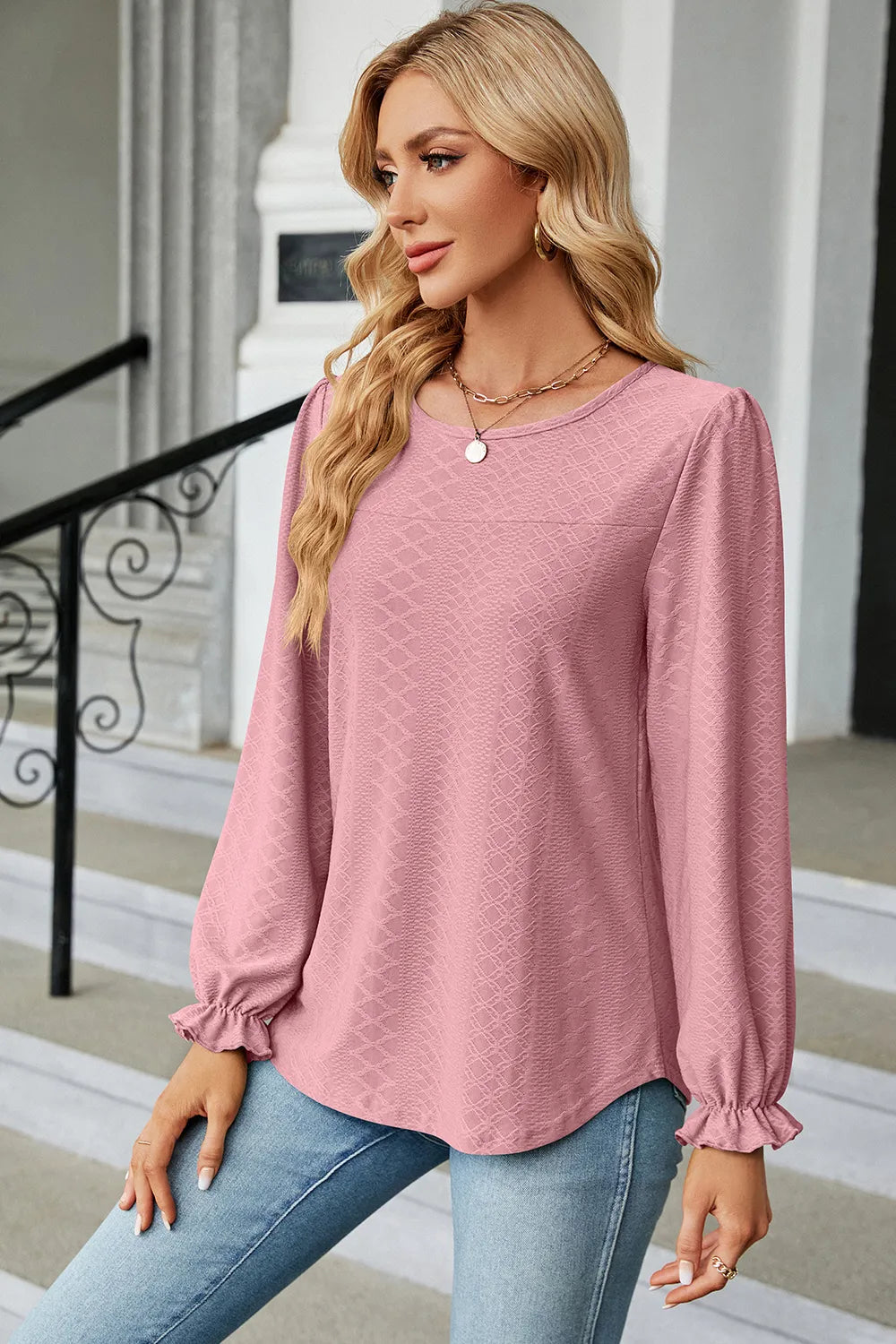 Round Neck Flounce Sleeve T-Shirt – Trendsi | ClozArt